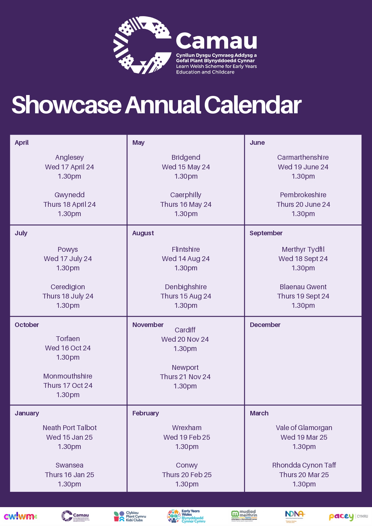 Camau Showcase Calendar